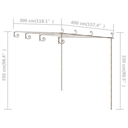 Garten-Pergola Antik-Braun 4x3x2,5 m Eisen