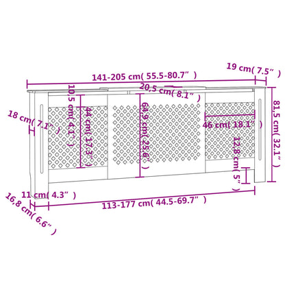 MDF Heizkörperverkleidung Weiß 205 cm