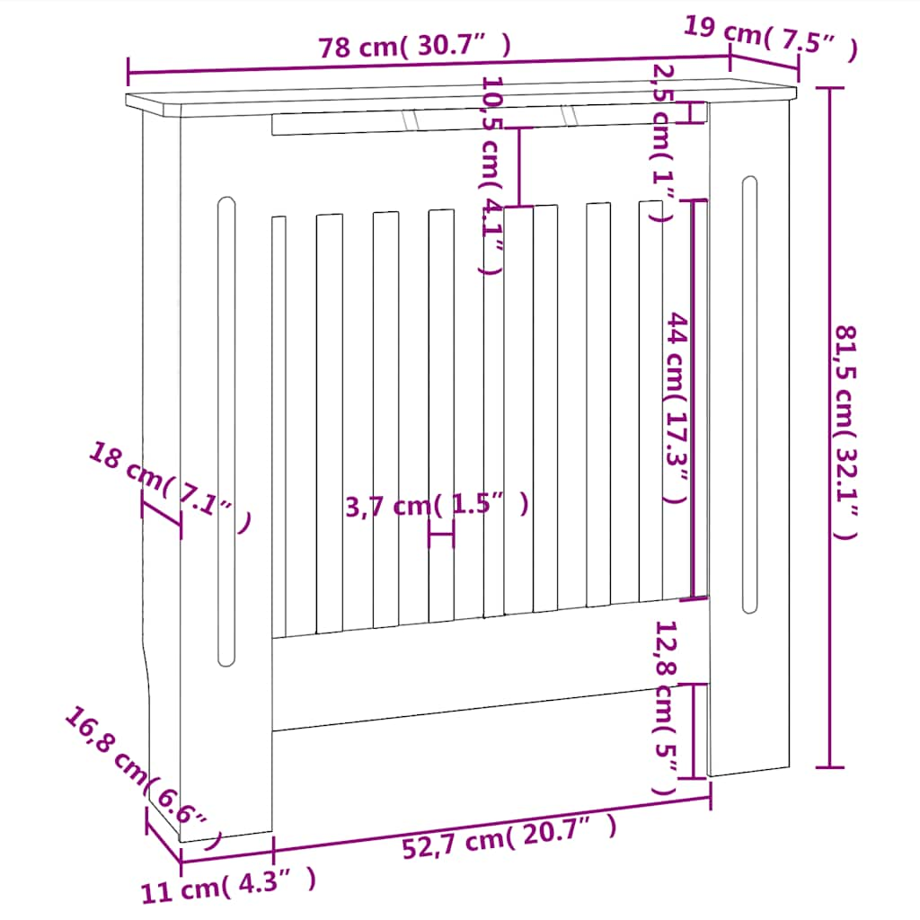 MDF Heizkörperverkleidung Weiß 78 cm