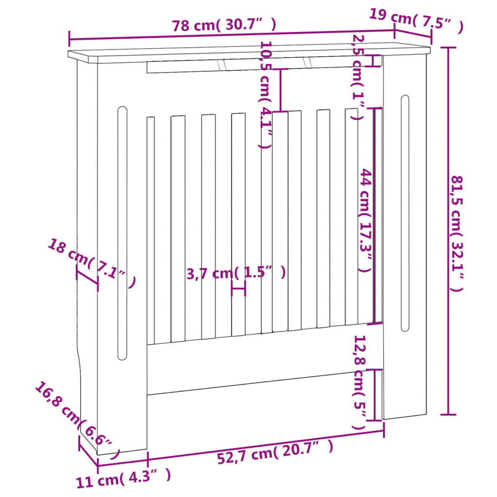 MDF Heizkörperverkleidung Grau 78 cm