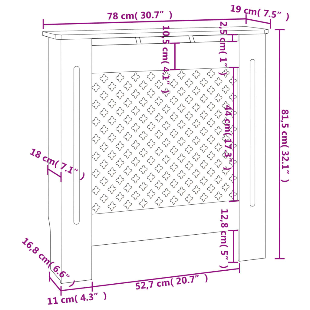 MDF Heizkörperverkleidung Weiß 78 cm