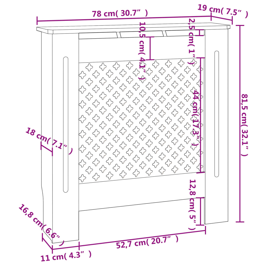 MDF Heizkörperverkleidung Schwarz 78 cm