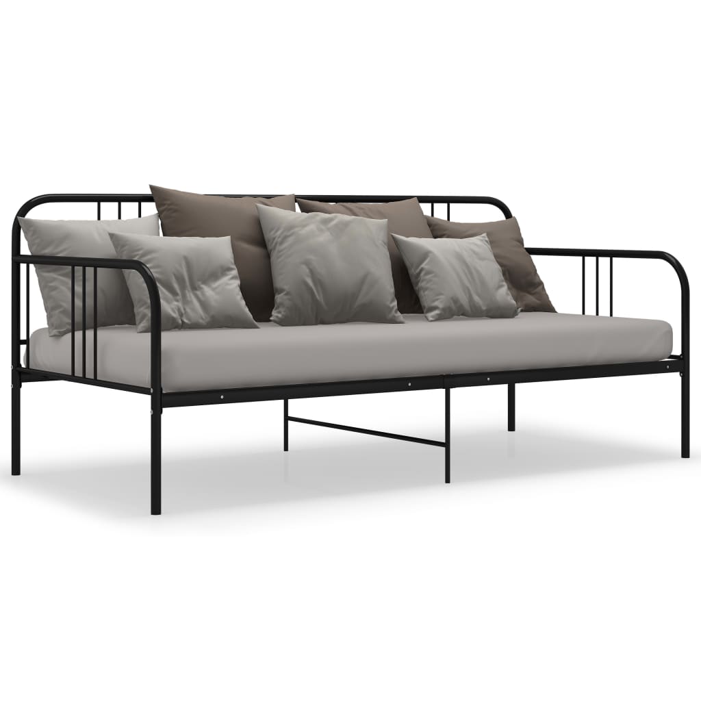 Schlafsofa Bettgestell Schwarz Metall 90x200 cm