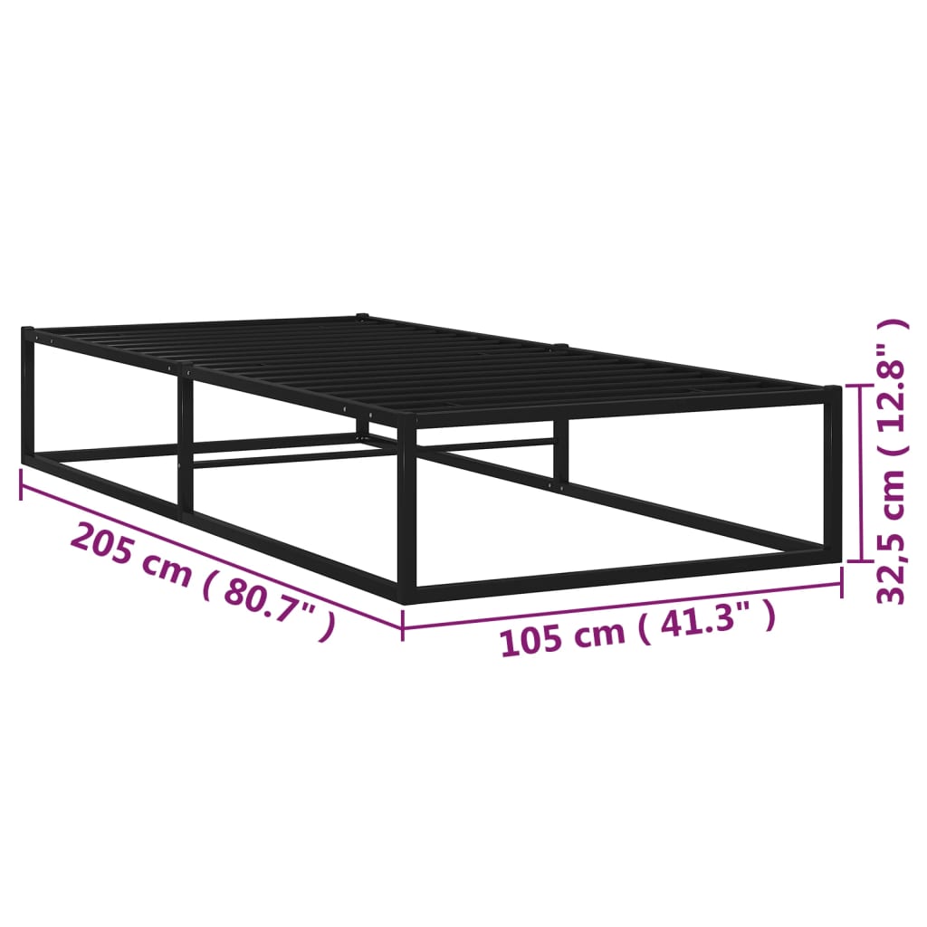 Bettgestell Schwarz Metall 100x200 cm