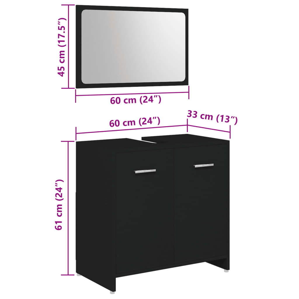 4-tlg. Badmöbel-Set Schwarz Holzwerkstoff