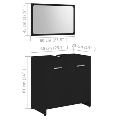 3-tlg. Badmöbel-Set Schwarz Holzwerkstoff