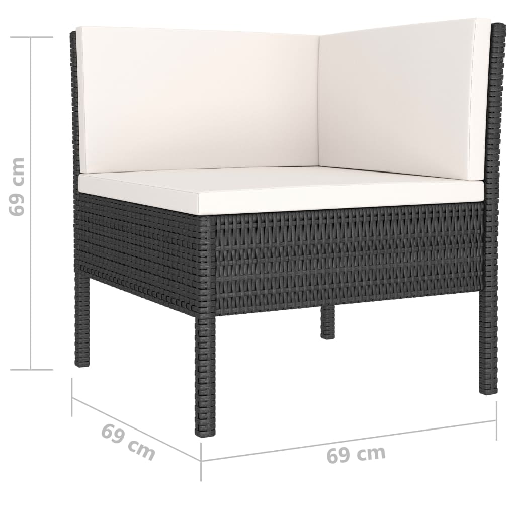 10-tlg. Garten-Lounge-Set mit Auflagen Poly Rattan Schwarz