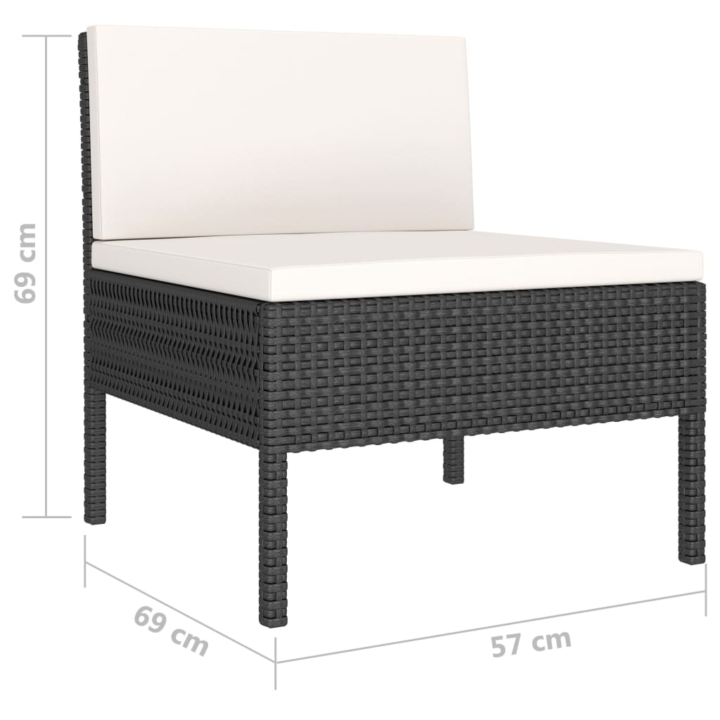 10-tlg. Garten-Lounge-Set mit Auflagen Poly Rattan Schwarz