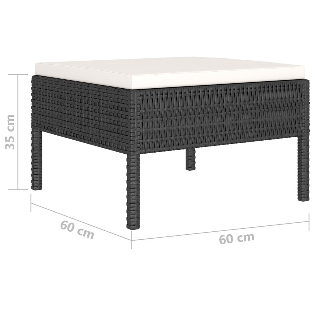 10-tlg. Garten-Lounge-Set mit Auflagen Poly Rattan Schwarz