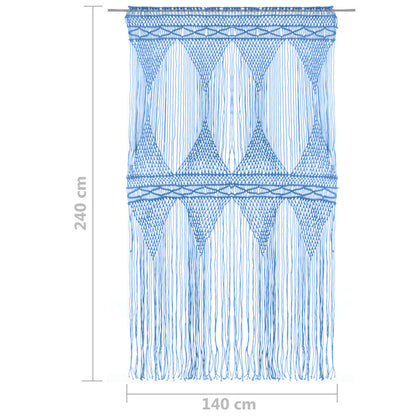 Makramee Vorhang Blau 140x240 cm Baumwolle