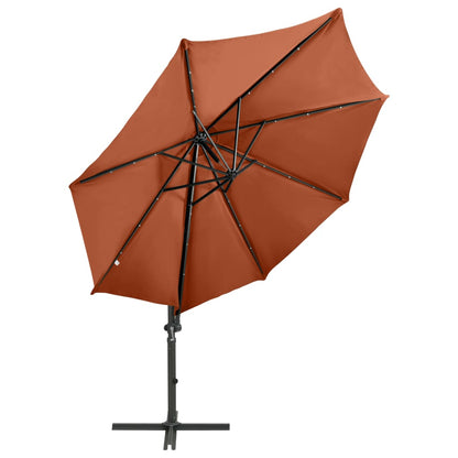 Ampelschirm mit Mast und LED-Beleuchtung Terracotta-Rot 300 cm