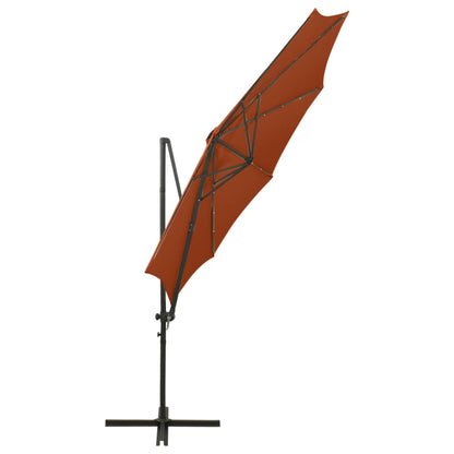 Ampelschirm mit Mast und LED Terracotta-Rot 300 cm