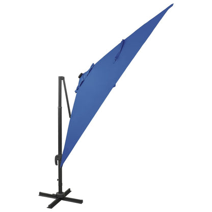 Ampelschirm mit Mast und LED Azurblau 300 cm