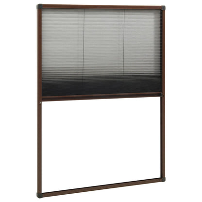 Insektenschutz-Plissee für Fenster Aluminium Braun 80x120 cm