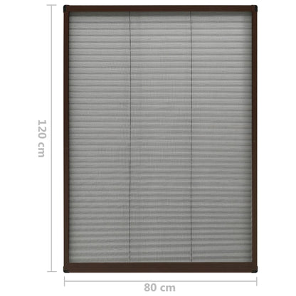 Insektenschutz-Plissee für Fenster Aluminium Braun 80x120 cm