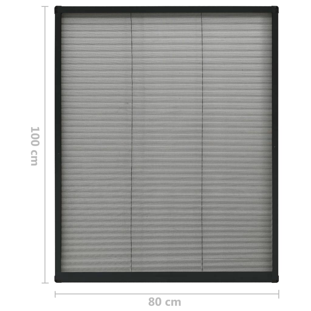 Insektenschutz-Plissee für Fenster Aluminium Anthrazit 80x100cm