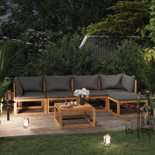 6-tlg. Garten-Lounge-Set mit Auflagen Massivholz Akazie