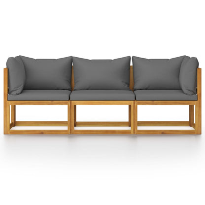 3-Sitzer-Gartensofa mit Auflage Akazie Massivholz