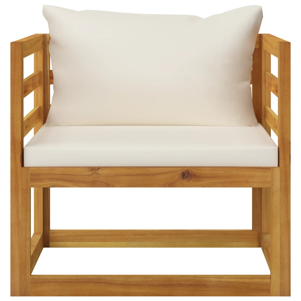 5-tlg. Garten-Lounge-Set mit Auflagen Creme Massivholz Akazie