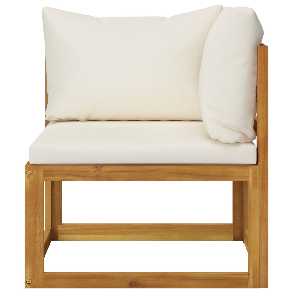 9-tlg. Garten-Lounge-Set mit Auflagen Creme Massivholz Akazie