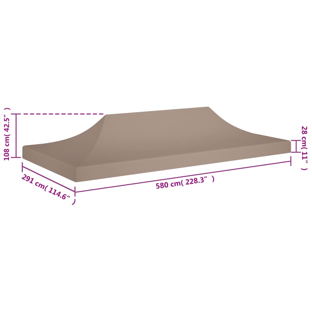 Partyzelt-Dach 6x3 m Taupe 270 g/m²