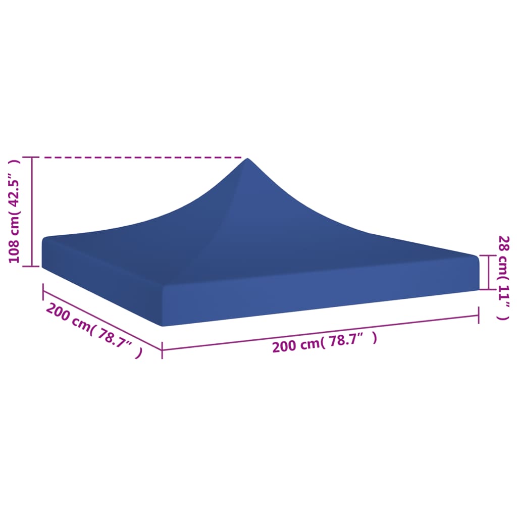 Partyzelt-Dach 2x2 m Blau 270 g/m²