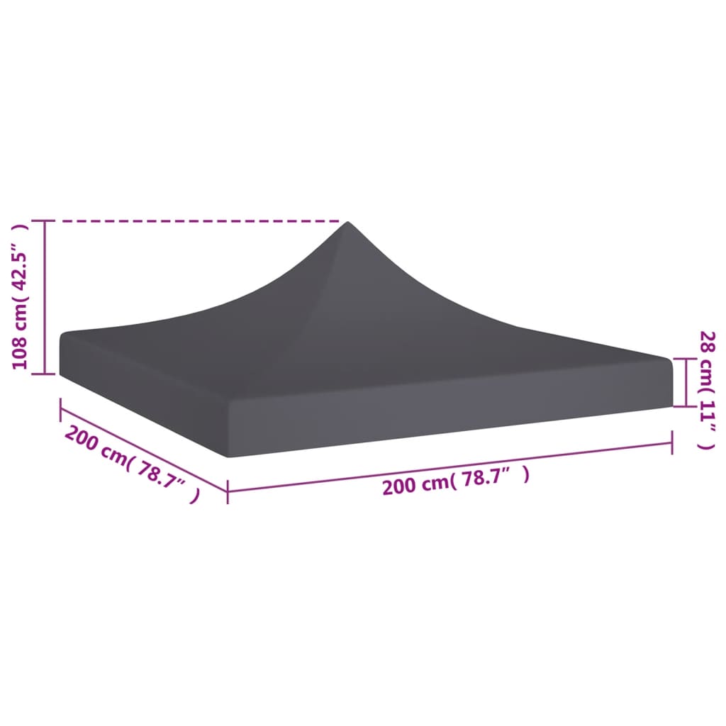 Partyzelt-Dach 2x2 m Anthrazit 270 g/m²