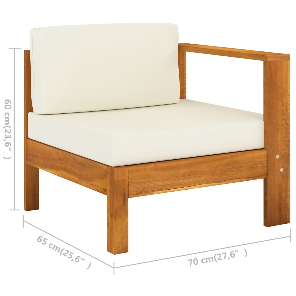 9-tlg. Garten-Lounge-Set mit Creme Auflagen Massivholz Akazie