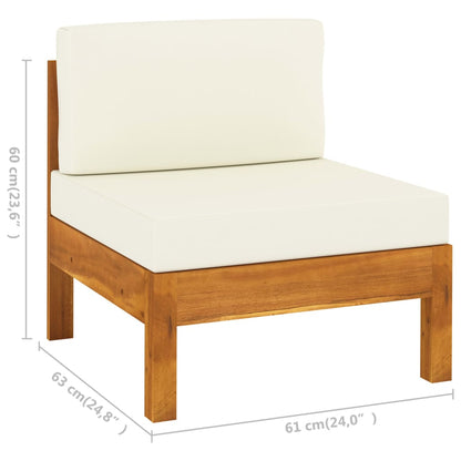 10-tlg. Garten-Lounge-Set mit Creme Auflagen Massivholz Akazie