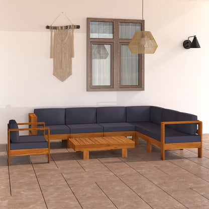 8-tlg. Garten-Lounge-Set mit Dunkelgrauen Auflagen Akazienholz