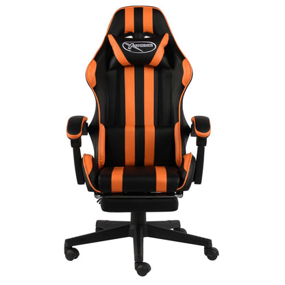 Gaming-Stuhl mit Fußstütze Schwarz und Orange Kunstleder