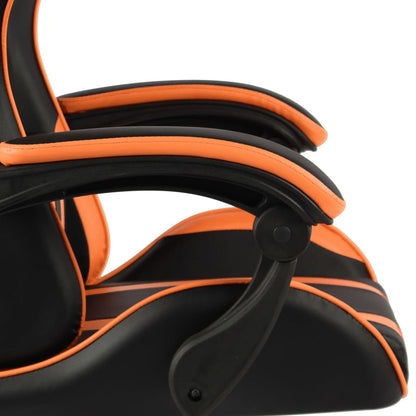 Gaming-Stuhl mit Fußstütze Schwarz und Orange Kunstleder