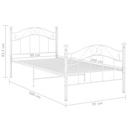 Bett Weiß Metall 90x200 cm