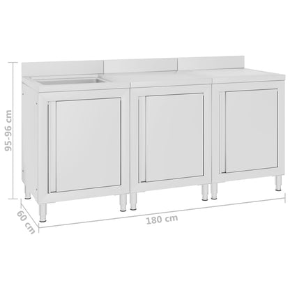 Gastro-Spülenunterschrank 180x60x96 cm Edelstahl