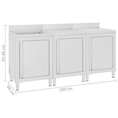 Gastro-Spülenunterschrank 180x60x96 cm Edelstahl