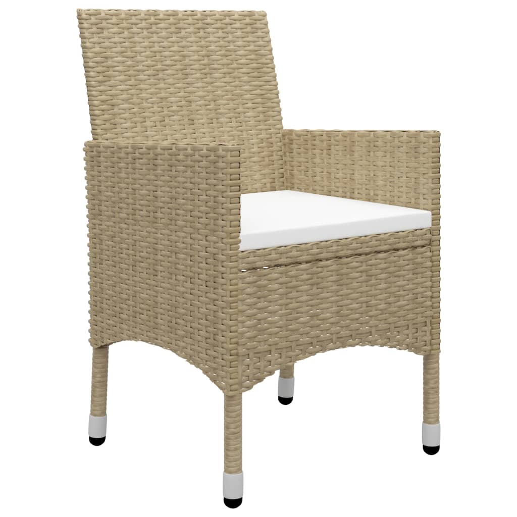 5-tlg. Garten-Essgruppe Poly Rattan und Glas Beige