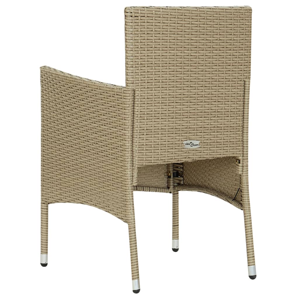 5-tlg. Garten-Essgruppe Poly Rattan und Glas Beige