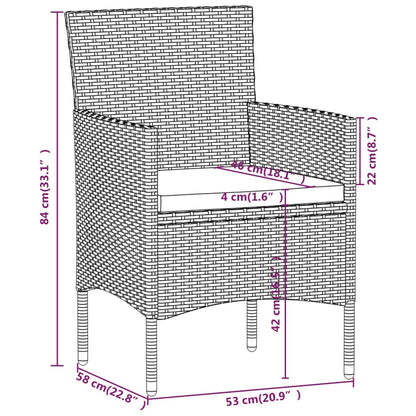 5-tlg. Garten-Essgruppe Poly Rattan und Hartglas Schwarz