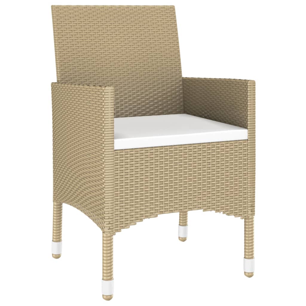 5-tlg. Garten-Essgruppe Poly Rattan und Hartglas Beige