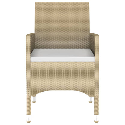 5-tlg. Garten-Essgruppe Poly Rattan und Hartglas Beige