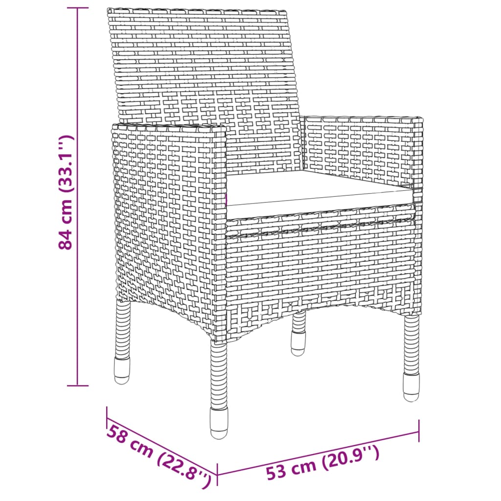 5-tlg. Garten-Essgruppe Poly Rattan und Hartglas Beige