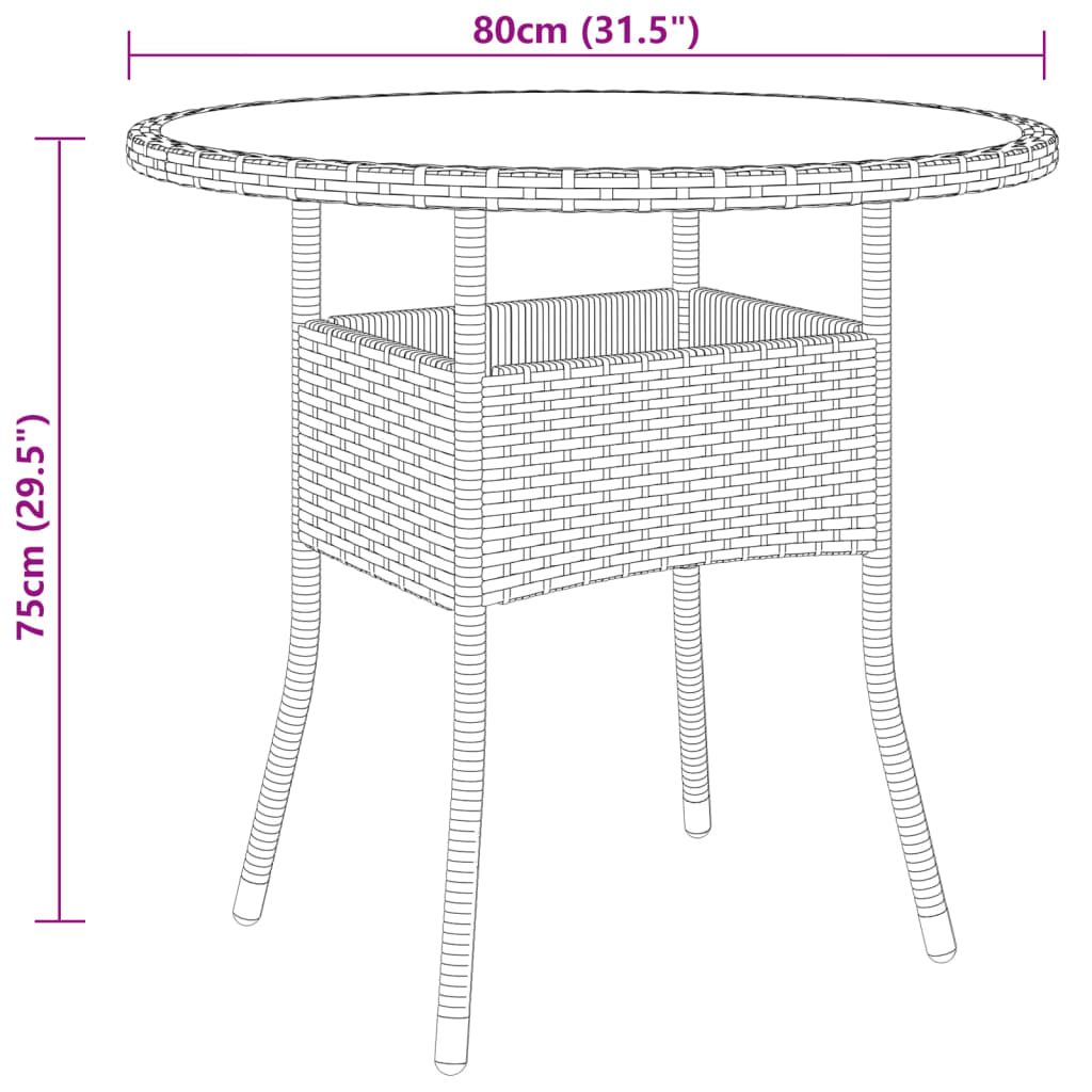 5-tlg. Garten-Essgruppe Poly Rattan Braun