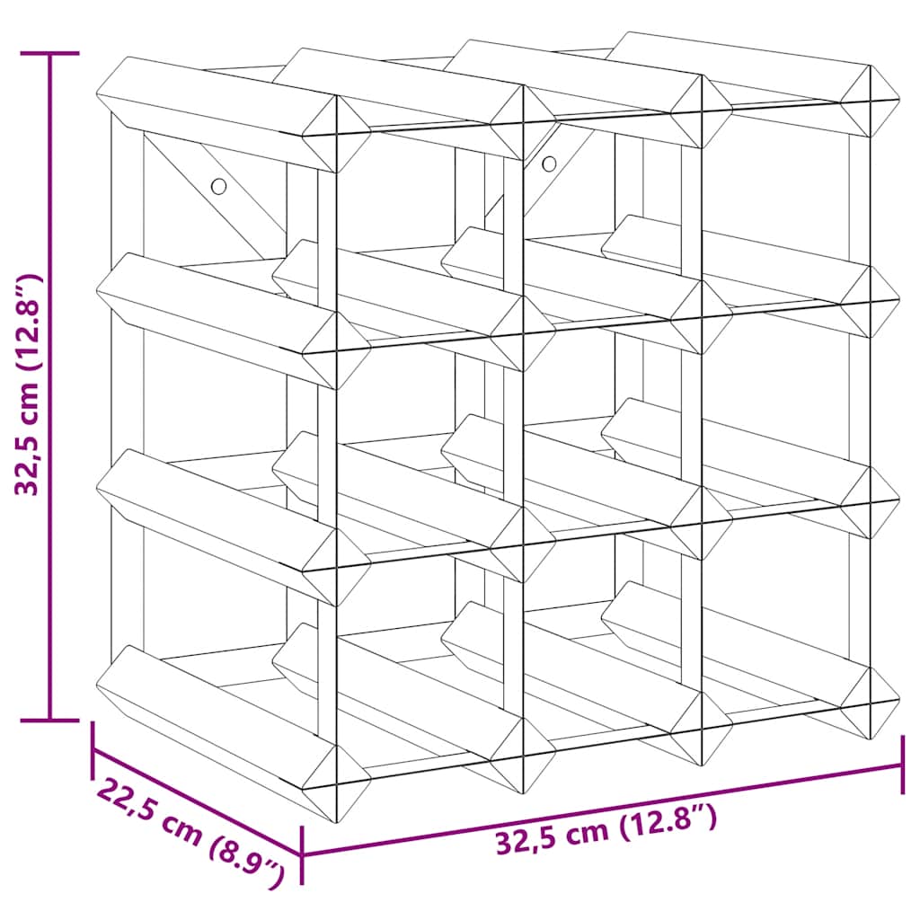 Weinregal für 12 Flaschen Schwarz Massivholz Kiefer
