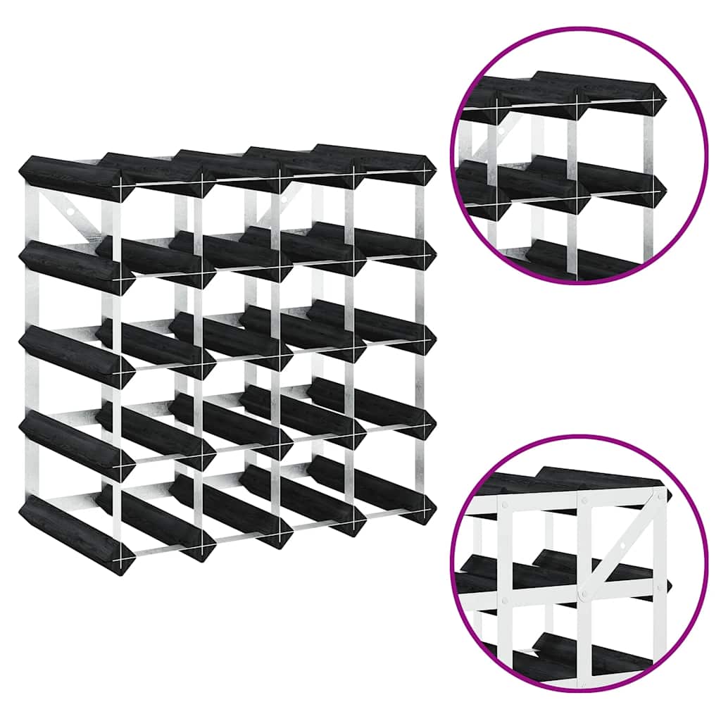 Weinregal für 20 Flaschen Schwarz Massivholz Kiefer