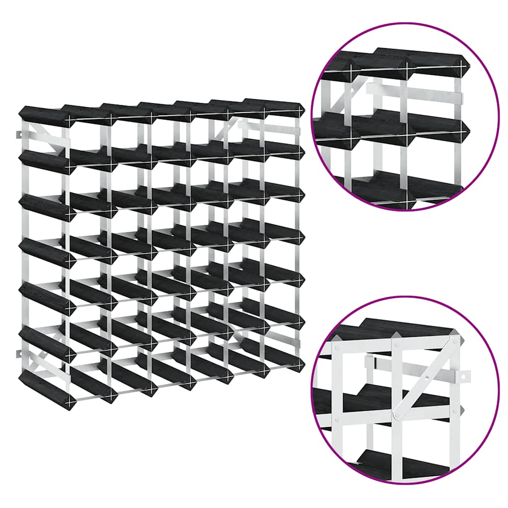 Weinregal für 42 Flaschen Schwarz Massivholz Kiefer