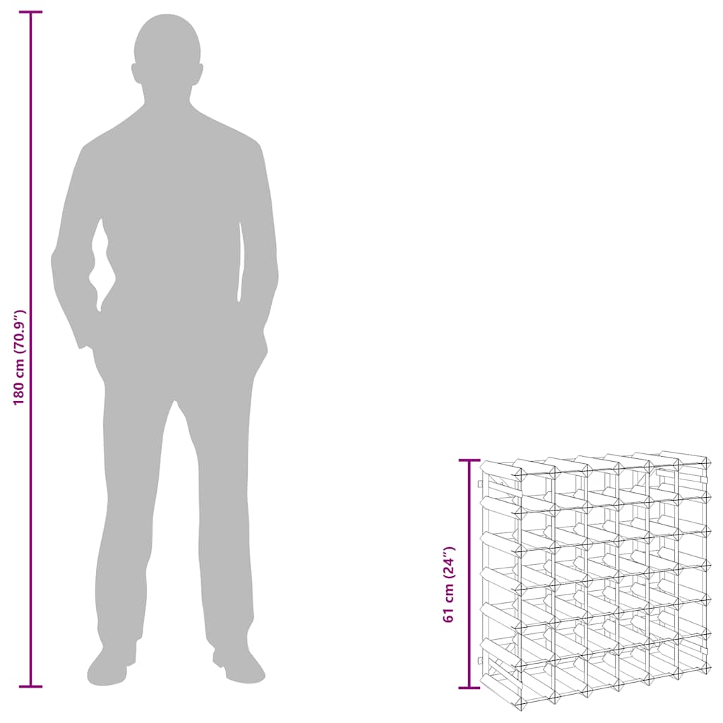 Weinregal für 42 Flaschen Schwarz Massivholz Kiefer