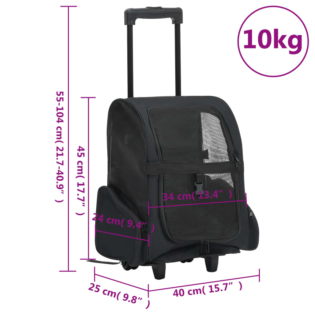 Trolley für Haustiere 3-in-1 Faltbar Schwarz