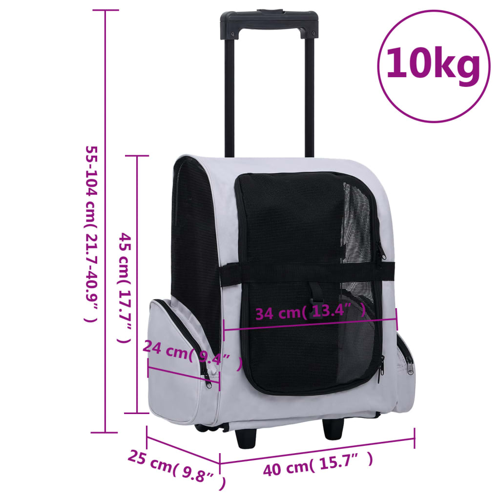 Trolley für Haustiere 3-in-1 Faltbar Grau