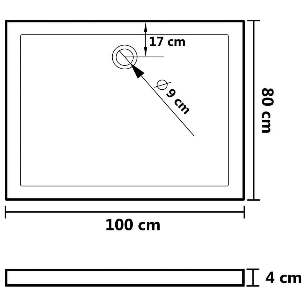 Duschtasse ABS Rechteckig 80x100 cm