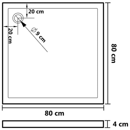 Duschtasse ABS Quadratisch Weiß 80x80 cm